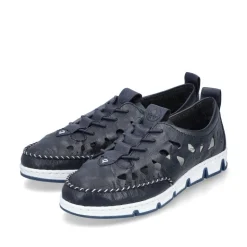 Rieker Slipper Barfußgefühl Glattleder blau S14 49956-14