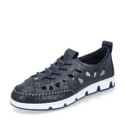 Rieker Slipper Barfußgefühl Glattleder blau S14 49956-14