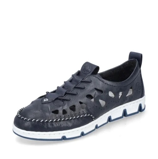 Rieker Slipper Barfußgefühl Glattleder blau S14 49956-14