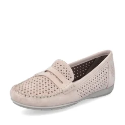 Rieker Slipper Loafer hellrosa Rauleder S14 40263-31