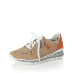 Rieker Sneaker Schnürer Memosoft beige orange M6905-60