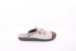 s` knöpfli Damen Hausschuh Pantolette Mond- Motiv grau S23 X29520