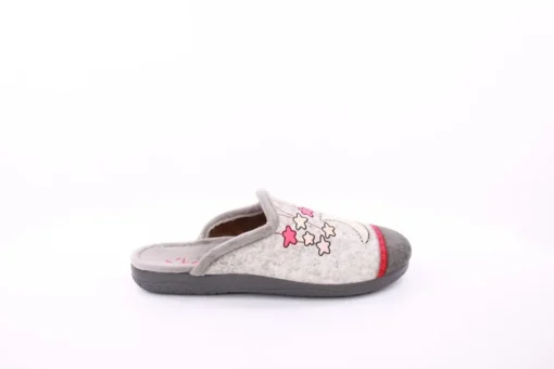 s` knöpfli Damen Hausschuh Pantolette Mond- Motiv grau S23 X29520