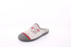 s` knöpfli Damen Hausschuh Pantolette Mond- Motiv grau S23 X29520