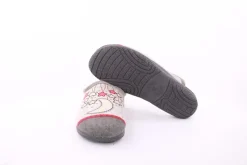 s` knöpfli Damen Hausschuh Pantolette Mond- Motiv grau S23 X29520
