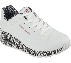 Skechers UNO LOVING LOVE WHT Wedges Sneakers Graffiti Print weiss S12 155506
