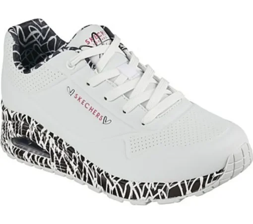 Skechers UNO LOVING LOVE WHT Wedges Sneakers Graffiti Print weiss S12 155506