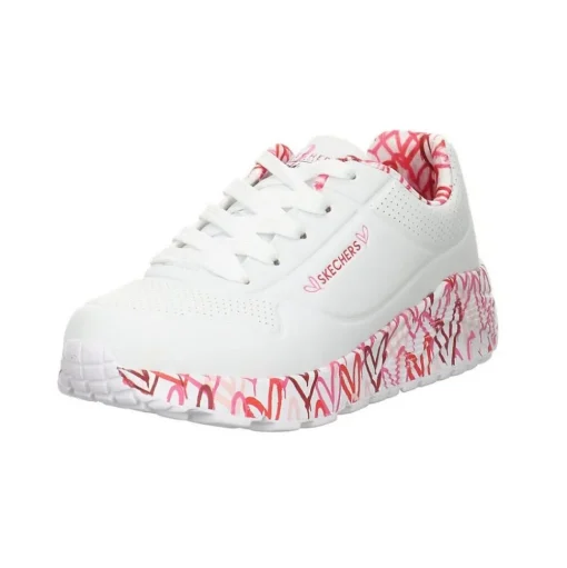 Skechers UNO LOVING LOVE WHT Wedges Sneakers Graffiti Print weiss S12 155506