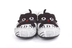 s`knöpfli Damen Hausschuh Pantolette Katzenmotiv Wechselfußbett grau S22 Z27587P