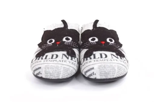 s`knöpfli Damen Hausschuh Pantolette Katzenmotiv Wechselfußbett grau S22 Z27587P