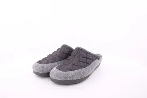 s`knöpfli Damen Hausschuh Pantolette Materialmix grau S23 X10639