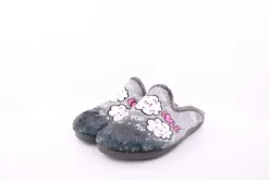 s`knöpfli Damen Hausschuh Pantolette Wolken- Motiv grau S23 X29315