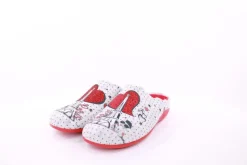 s`knöpfli Damen Hausschuh Pantolette Wechselfußbett Eifelturmmotiv grau S23 Z29378P