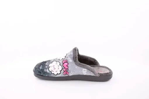 s`knöpfli Damen Hausschuh Pantolette Wolken- Motiv grau S23 X29315