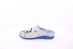 s`knöpfli Damen Hausschuh Pantolette Wechselfußbett Eulenmotiv blau S23 Z29403P