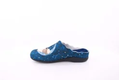 s`knöpfli Damen Hausschuh Pantolette Schaf- Motiv blau S23 Z29339P