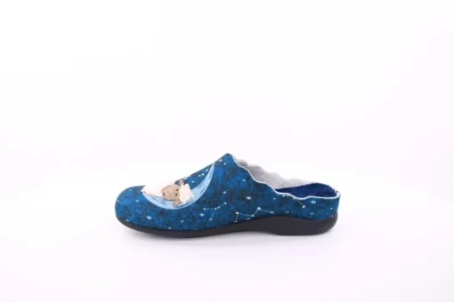 s`knöpfli Damen Hausschuh Pantolette Schaf- Motiv blau S23 Z29339P
