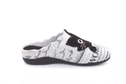 s`knöpfli Damen Hausschuh Pantolette Katzenmotiv Wechselfußbett grau S22 Z27587P