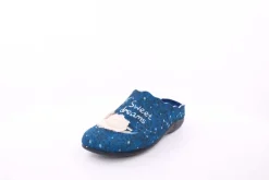 s`knöpfli Damen Hausschuh Pantolette Schaf- Motiv blau S23 Z29339P