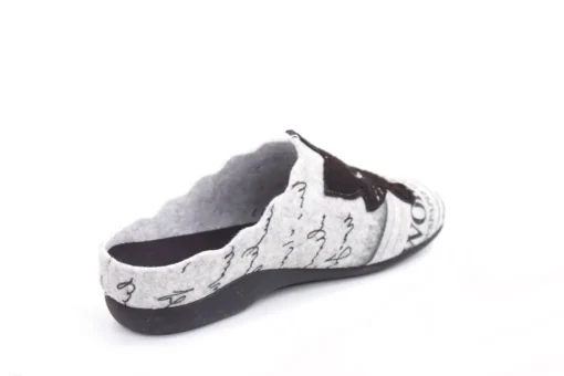 s`knöpfli Damen Hausschuh Pantolette Katzenmotiv Wechselfußbett grau S22 Z27587P