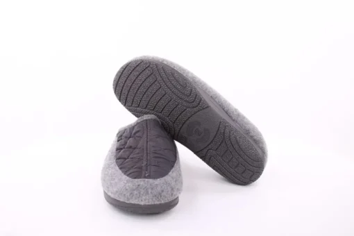 s`knöpfli Damen Hausschuh Pantolette Materialmix grau S23 X10639