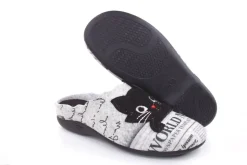 s`knöpfli Damen Hausschuh Pantolette Katzenmotiv Wechselfußbett grau S22 Z27587P