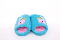 s`knöpfli Damen Pantolette Hausschuh Frottee Motiv- Druck blau S13 K27314