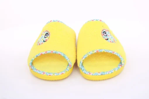 s`knöpfli Damen Pantolette Hausschuh Frottee Fisch- Motiv gelb S13 X27462