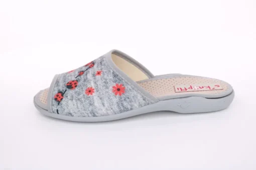 s`knöpfli Damen Pantolette Marienkäfer- Motiv grau S13 Z28649