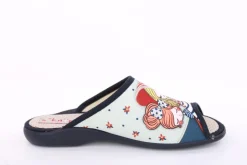 s`knöpfli Damen Pantolette Hausschuh Motiv blau S13 Z28827