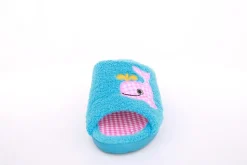 s`knöpfli Damen Pantolette Hausschuh Frottee Motiv- Druck blau S13 K27314