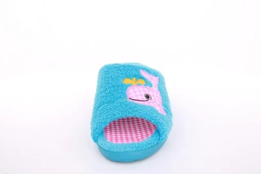 s`knöpfli Damen Pantolette Hausschuh Frottee Motiv- Druck blau S13 K27314