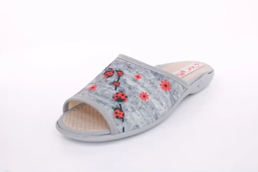 s`knöpfli Damen Pantolette Marienkäfer- Motiv grau S13 Z28649
