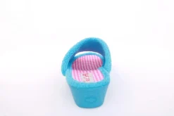 s`knöpfli Damen Pantolette Hausschuh Frottee Motiv- Druck blau S13 K27314
