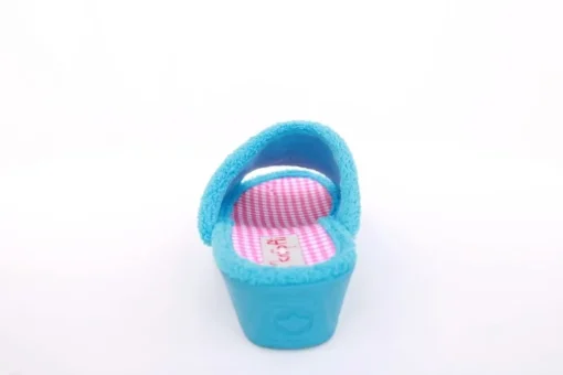 s`knöpfli Damen Pantolette Hausschuh Frottee Motiv- Druck blau S13 K27314