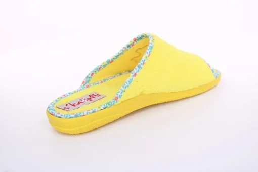 s`knöpfli Damen Pantolette Hausschuh Frottee Fisch- Motiv gelb S13 X27462