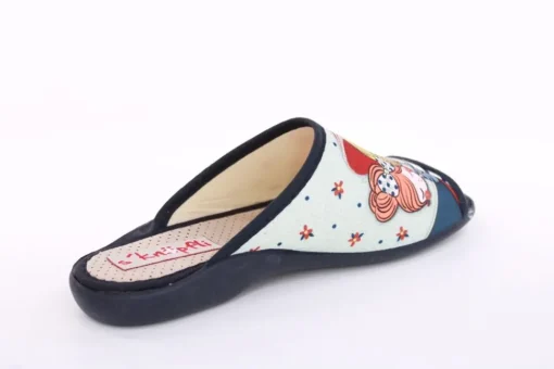 s`knöpfli Damen Pantolette Hausschuh Motiv blau S13 Z28827
