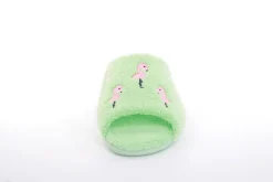 s`knöpfli Damen Pantolette Hausschuh Frottee Flamingo- Motiv grün S13 Z28814