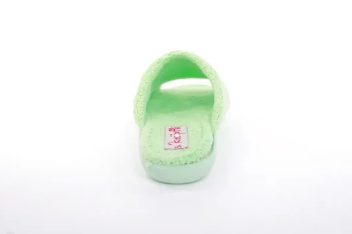 s`knöpfli Damen Pantolette Hausschuh Frottee Flamingo- Motiv grün S13 Z28814