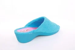 s`knöpfli Damen Pantolette Hausschuh Frottee Motiv- Druck blau S13 K27314