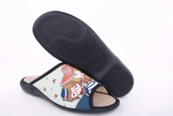 s`knöpfli Damen Pantolette Hausschuh Motiv blau S13 Z28827