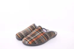 s`knöpfli Herren Hausschuh Pantolette kariert braun S23 AC11205