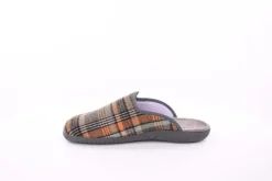s`knöpfli Herren Hausschuh Pantolette kariert braun S23 AC11205