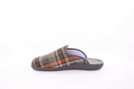 s`knöpfli Herren Hausschuh Pantolette kariert braun S23 AC11205