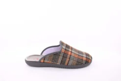 s`knöpfli Herren Hausschuh Pantolette kariert braun S23 AC11205