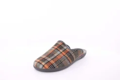 s`knöpfli Herren Hausschuh Pantolette kariert braun S23 AC11205