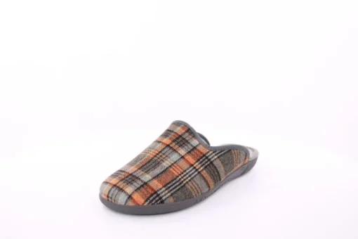 s`knöpfli Herren Hausschuh Pantolette kariert braun S23 AC11205