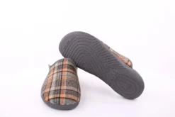 s`knöpfli Herren Hausschuh Pantolette kariert braun S23 AC11205