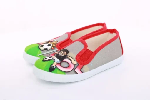 s`knöpfli Kinder Hausschuh Schlupfschuh Fussball- Motiv grau S13 V28902