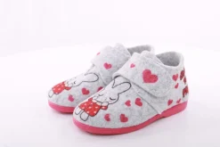 s´Knöpfli Kinder Hausschuh Klettverschluss Hasen Motiv grau S23 No34